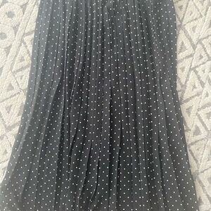 Black Pleated Midi Skirt for Work